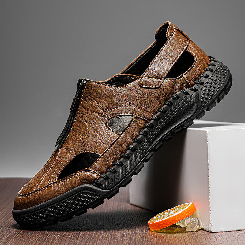 Damen Sandalen Ledersandalen Atmungsaktiv Rutschfest Verstellbar