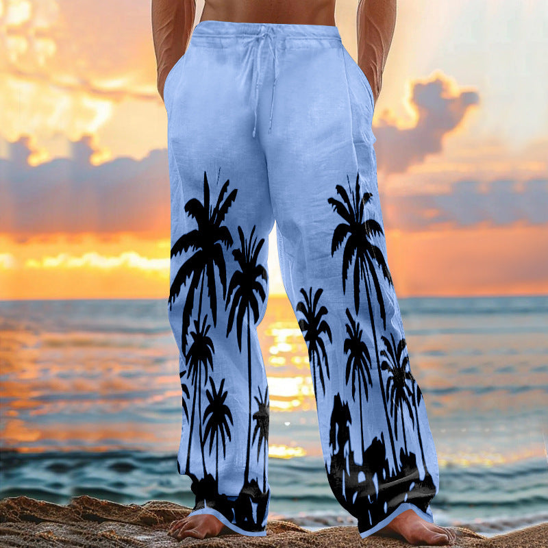 Herren Strandhose Palmen Motiv Leicht Sommer