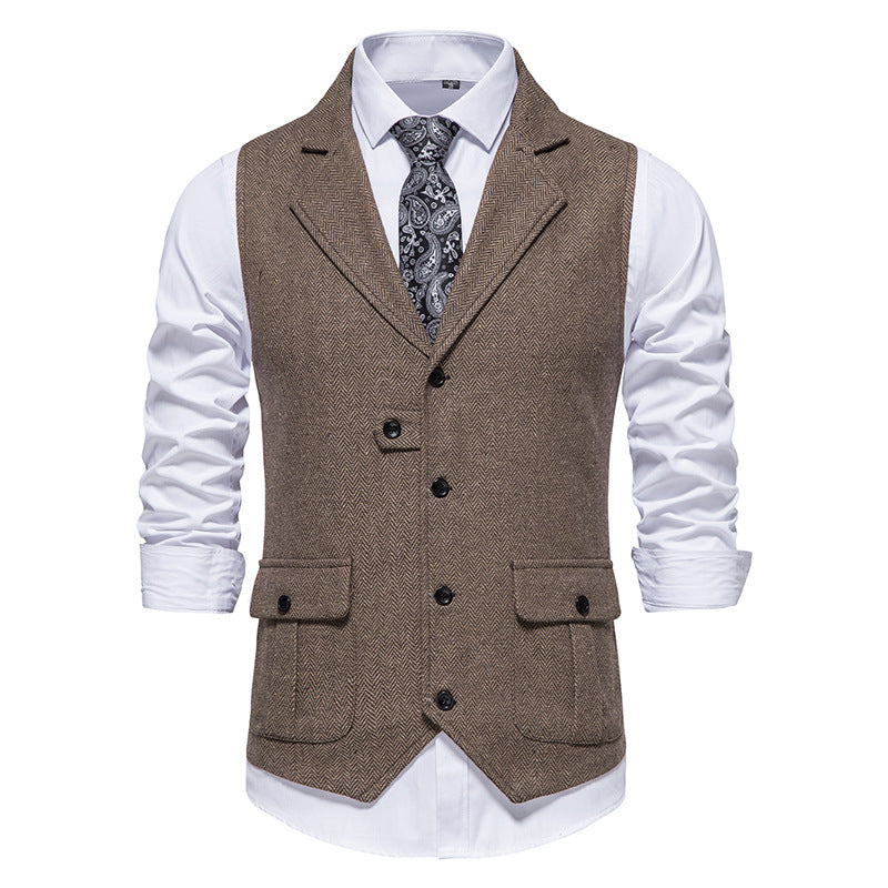 Herren Anzugweste Herringbone Stoff Elegant Modern
