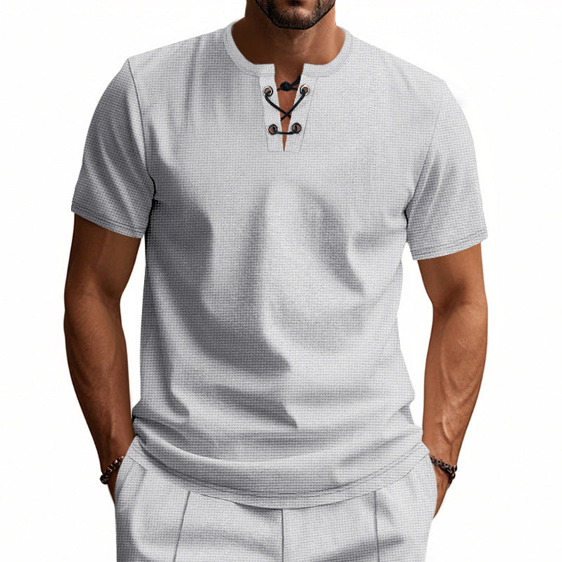 Herren T-Shirt Kurzarm mit Knopfverschluss Modern Style
