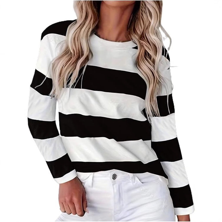 Damen Langarmshirt Streifen Lässig Modern