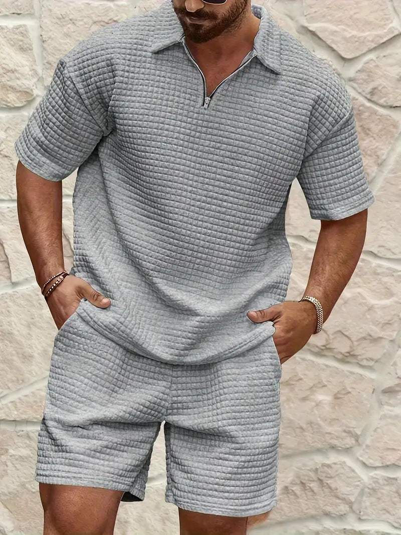Herren Polo Kurzarm mit Reißverschluss Modern Style
