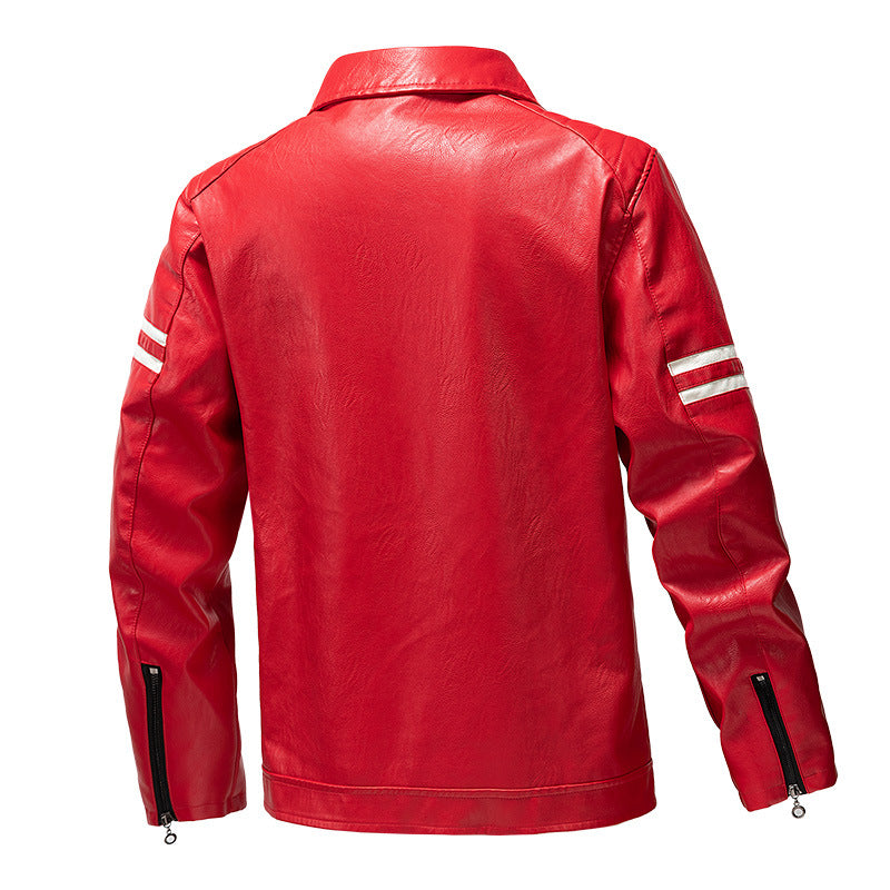 Herren Lederjacke Lässig Schwarz Modern