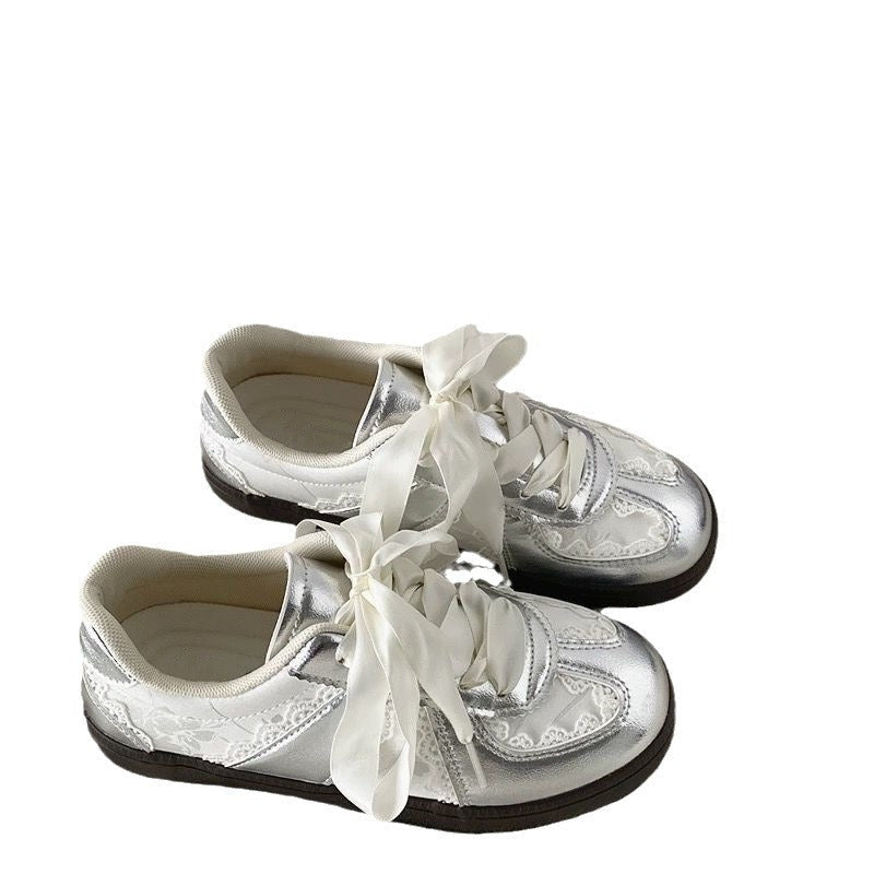 Damen Sneaker Luxus Spitze Schleifen Design