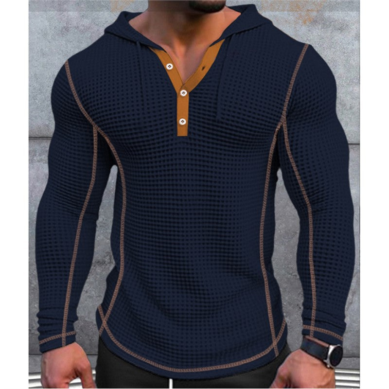 Herren Kapuzenshirt Modern mit Knöpfen und Struktur