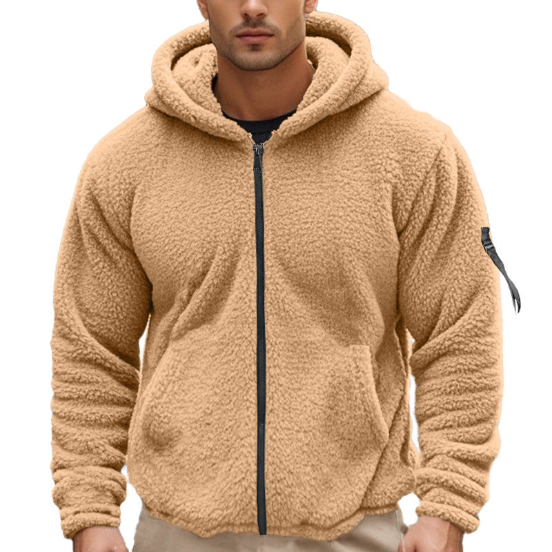 Herren Fleece Hoodie Mit Reißverschluss und Taschen Sportlich