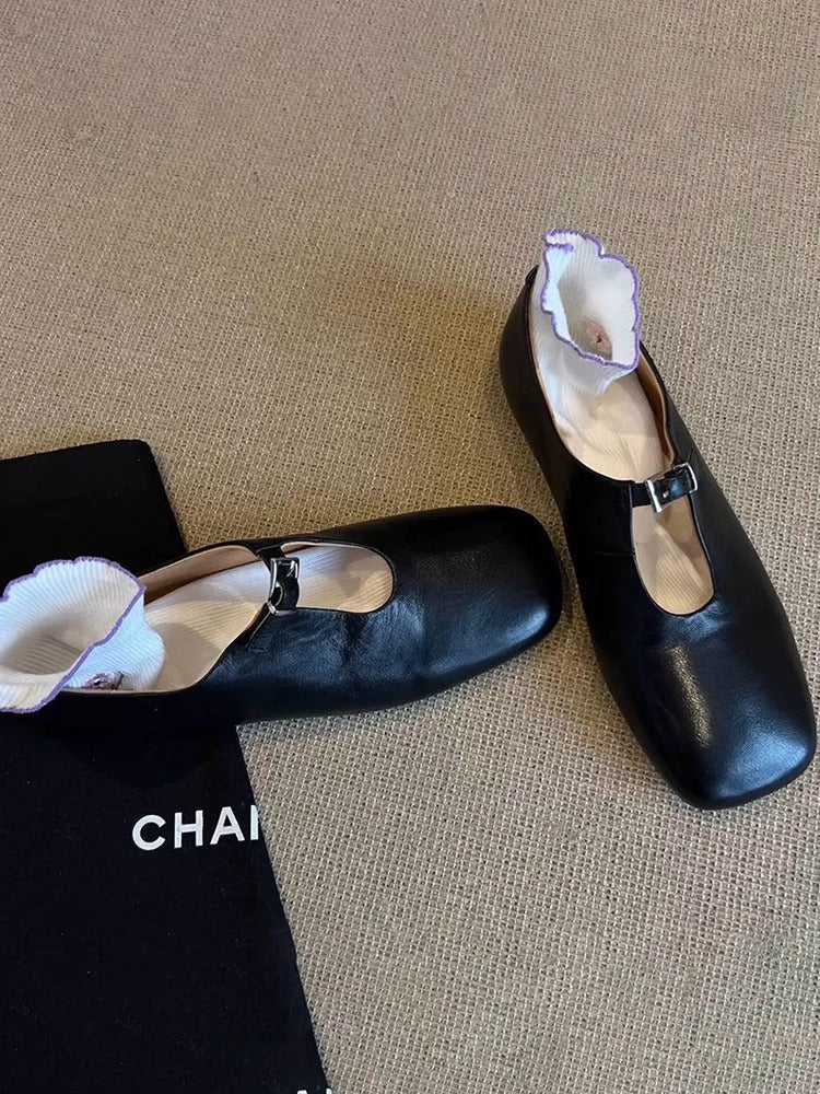 Damen Schuhe Mary Jane Elegant Leder Schwarz