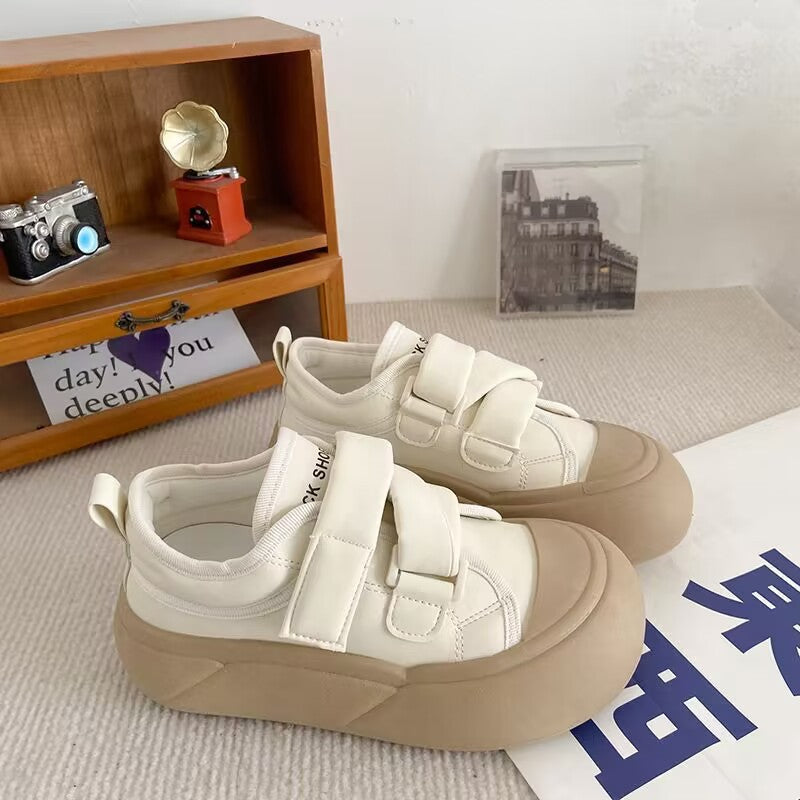 Damen Sneaker Klettverschluss Dicke Sohle Bequem