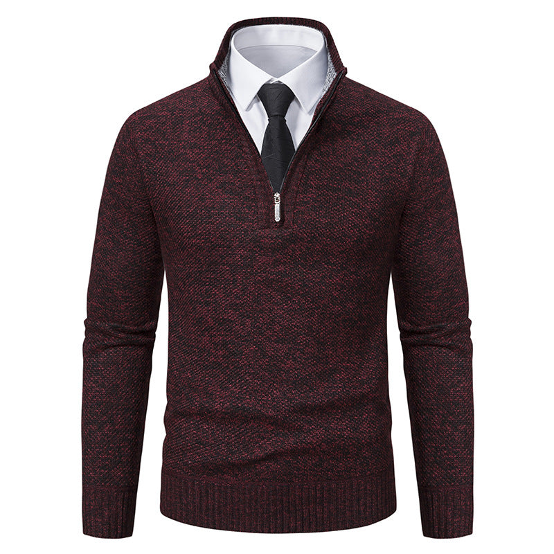 Herren Strickpullover Eleganter V-Ausschnitt Mit Reißverschluss