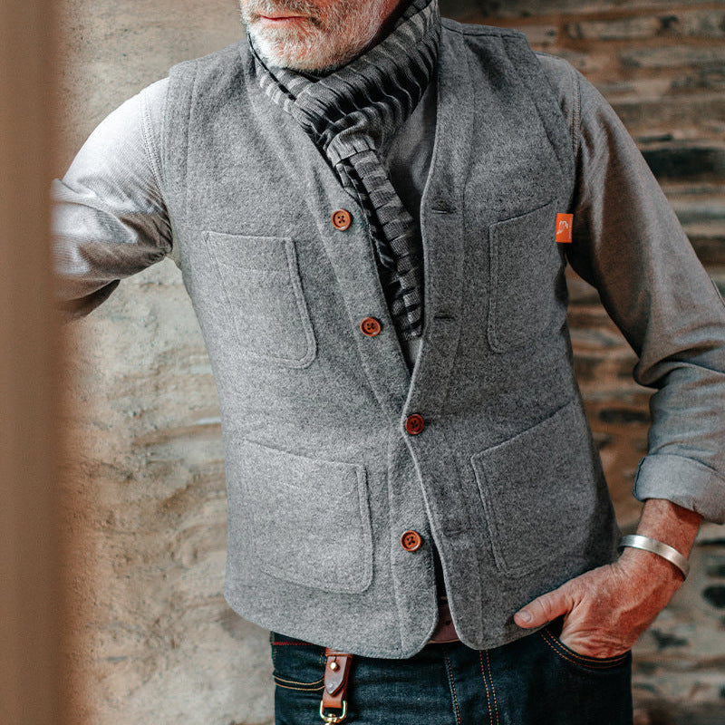 Herren Weste Elegant Knopfverschluss Schwarze Moderne