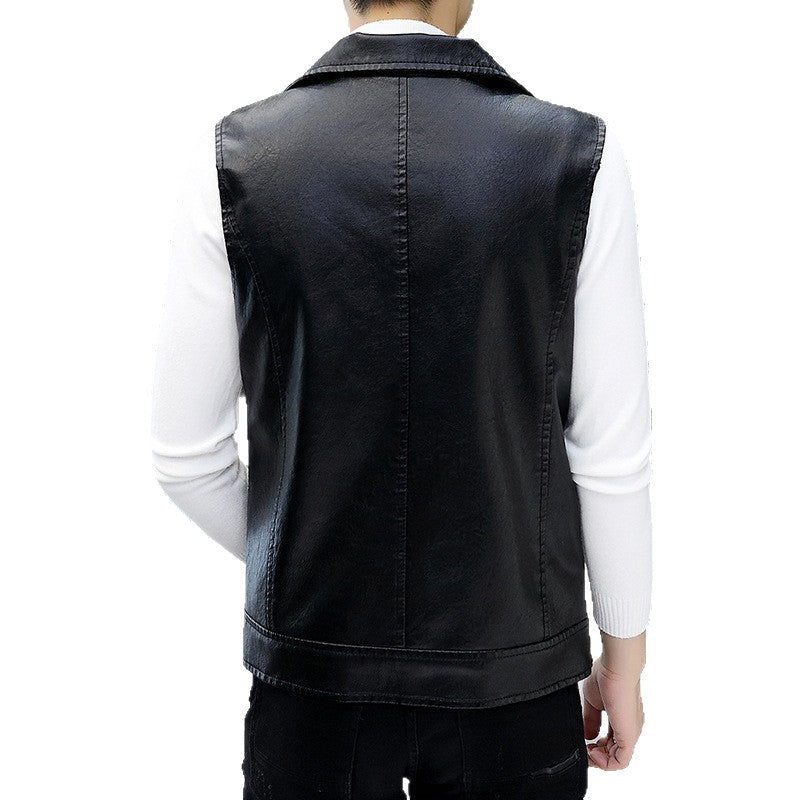 Lederweste Herren Lässig Elegant Schwarzes Leder
