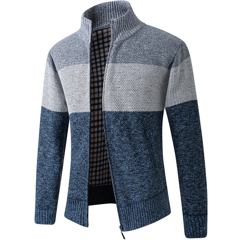 Herren Strickjacke Modern Gestreift Kragen
