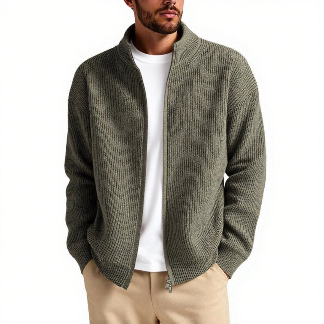 Herren Strickjacke Warm Hochkragen Reißverschluss