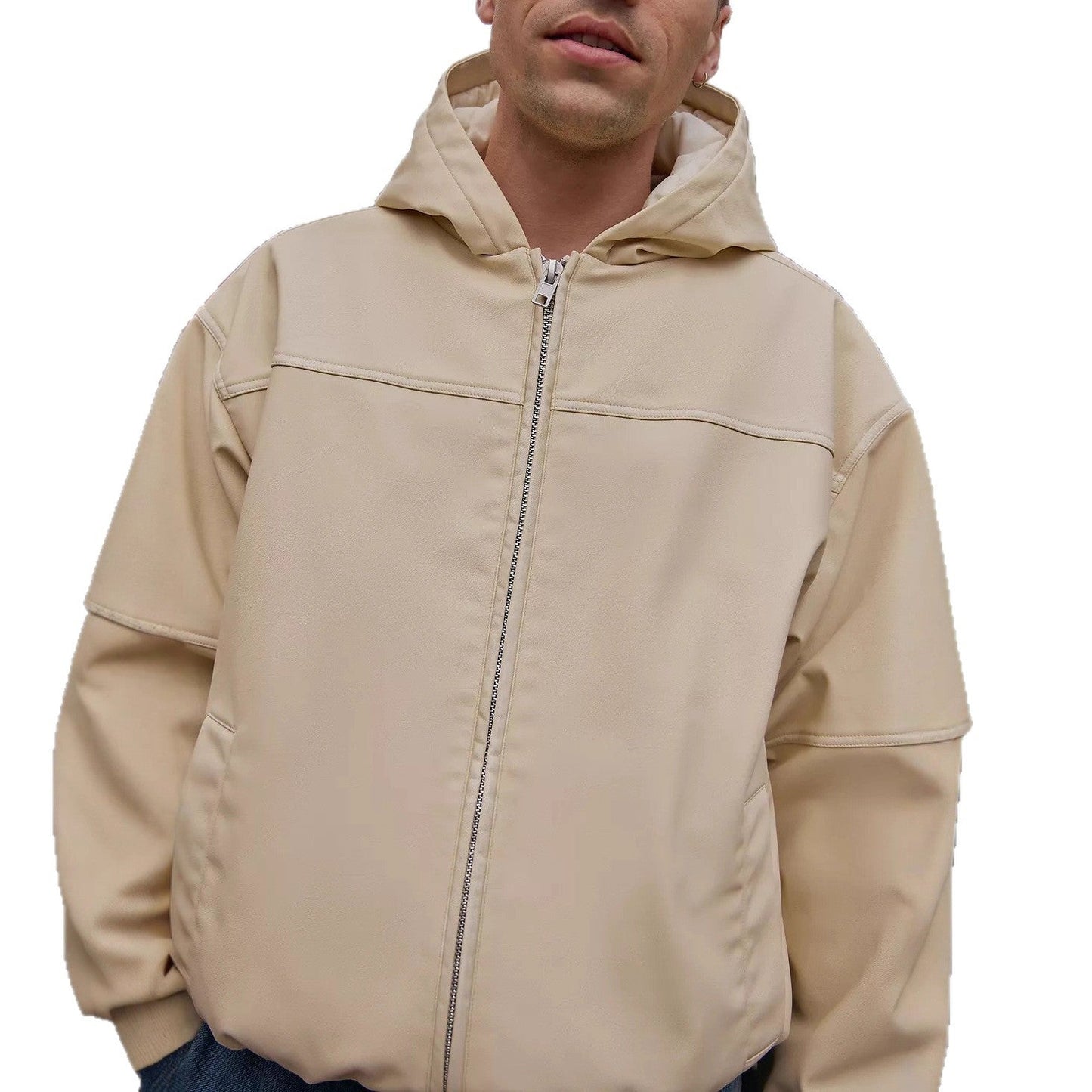 Herren Oversized Kapuzenjacke Lässig Strukturiert