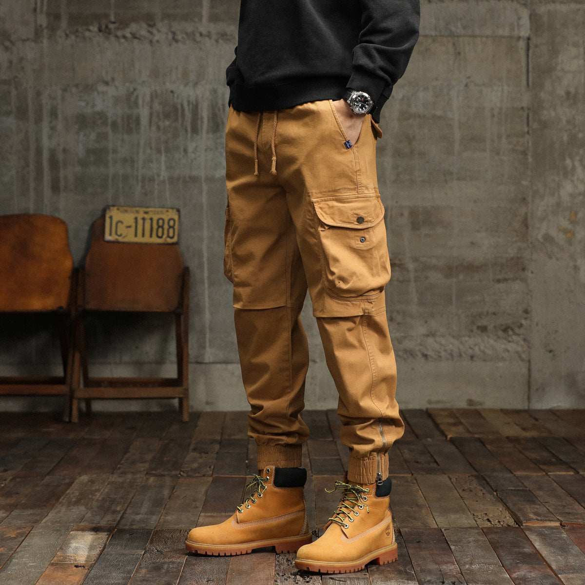 Herren Cargo-Hose Elastisch Multifunktional Taschen