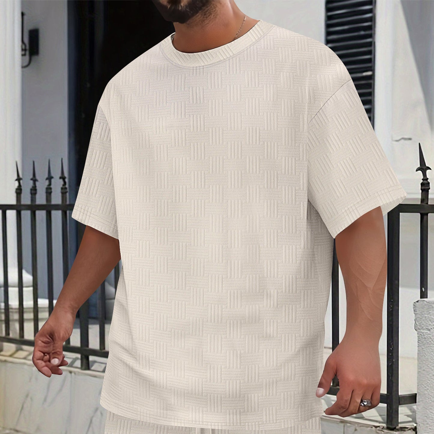 Lässiges Herren T-Shirt Übergröße Strukturiert Modern