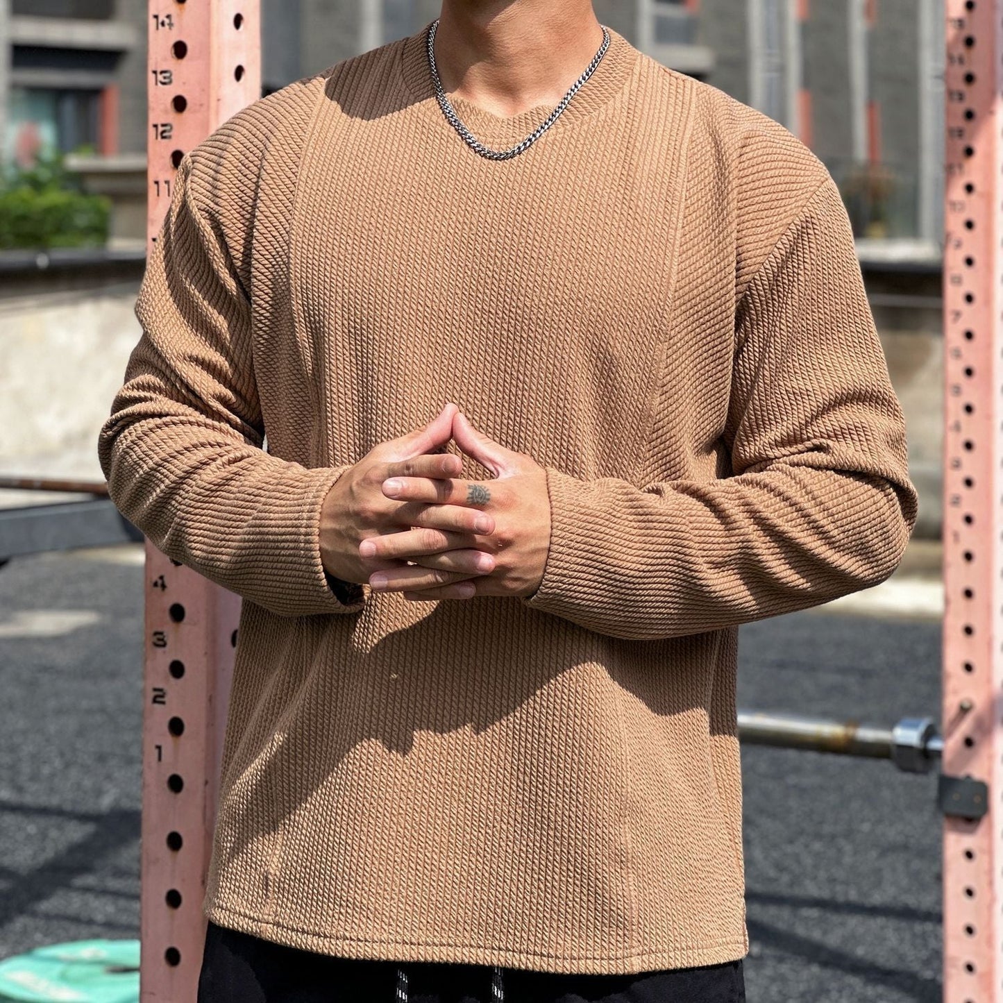Herren Sweatshirt Lässig Strukturiert Mit Taschen