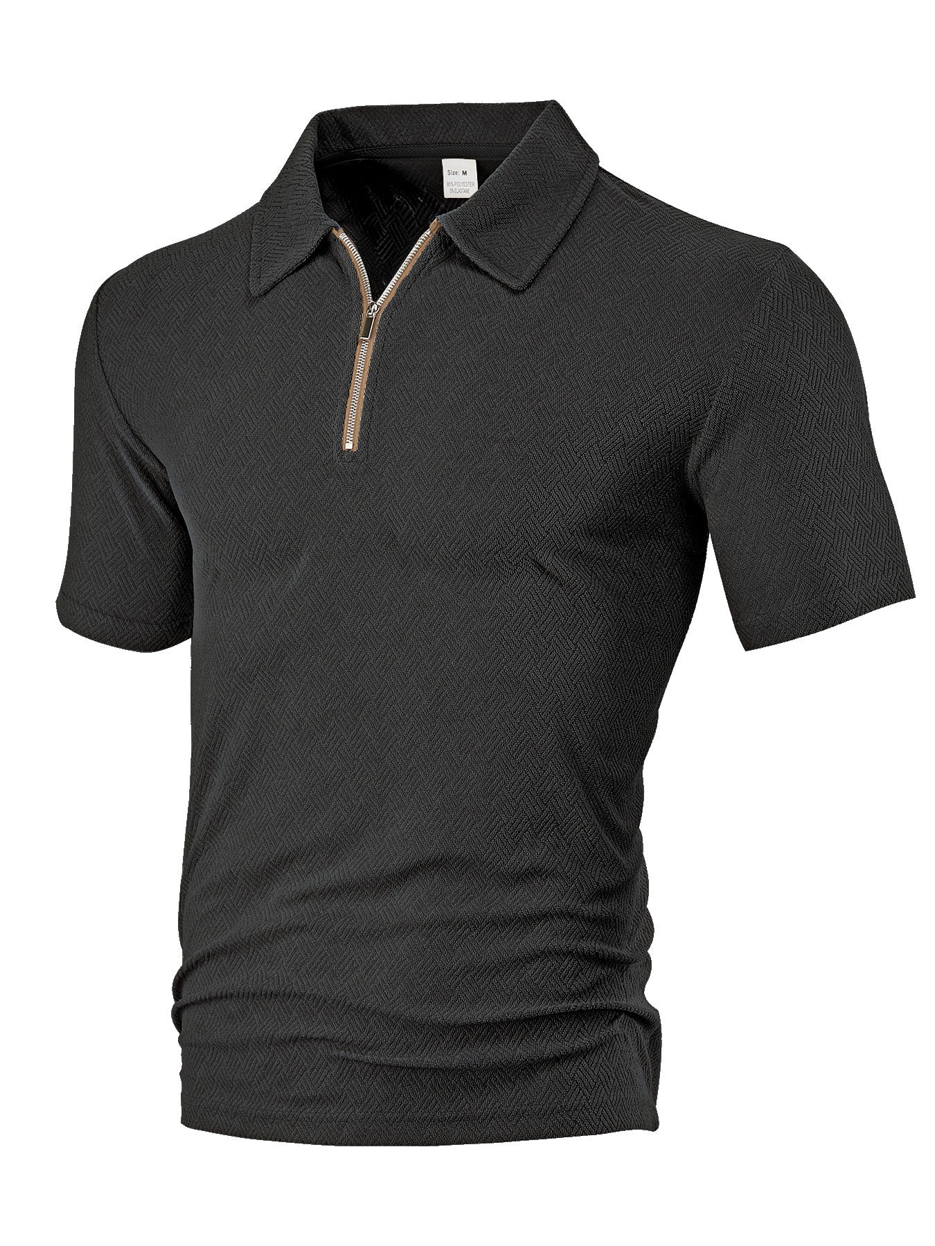Herren Poloshirt Strukturiert Modern Reißverschluss