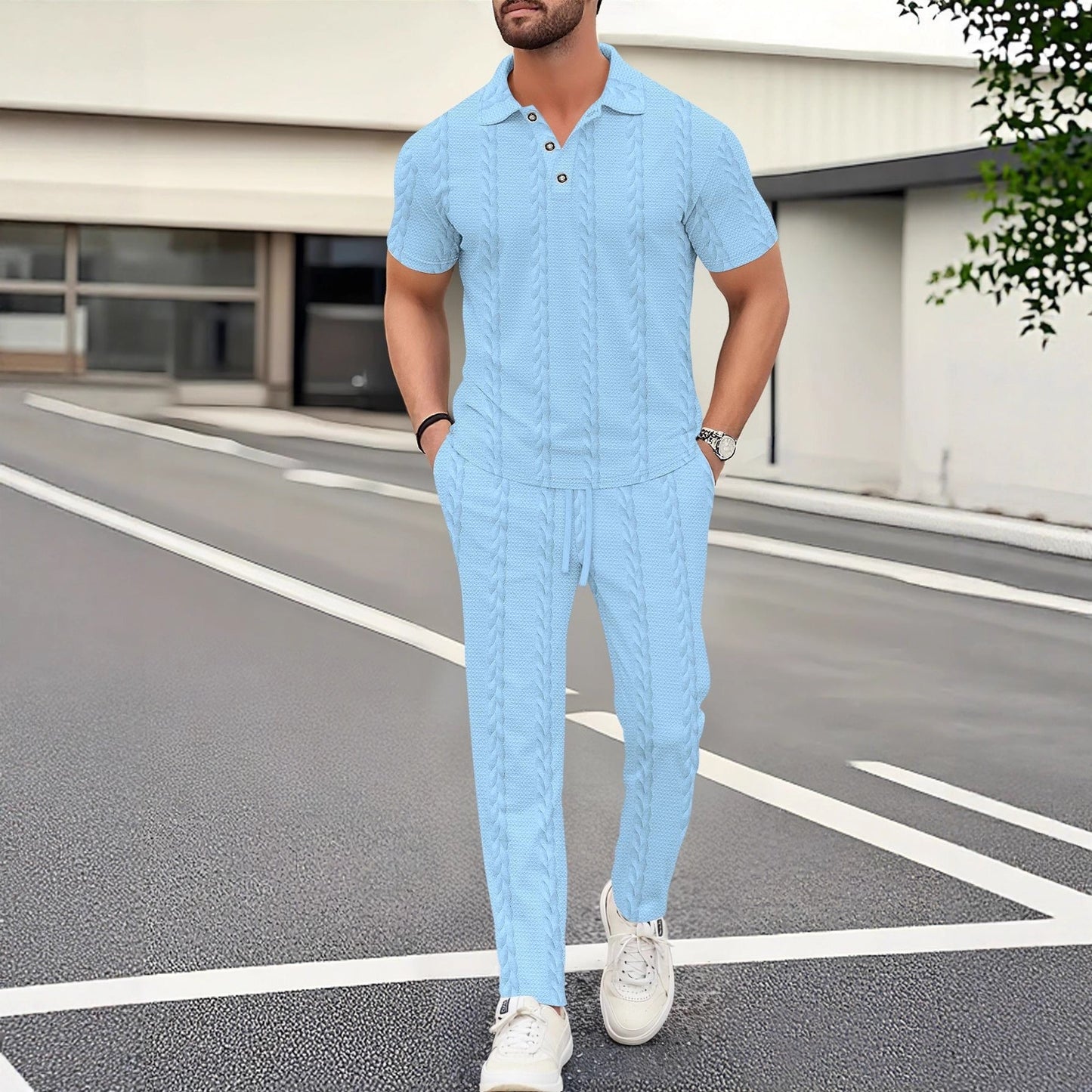 Herren Anzug Freizeit Modern mit Strickmuster Elegant