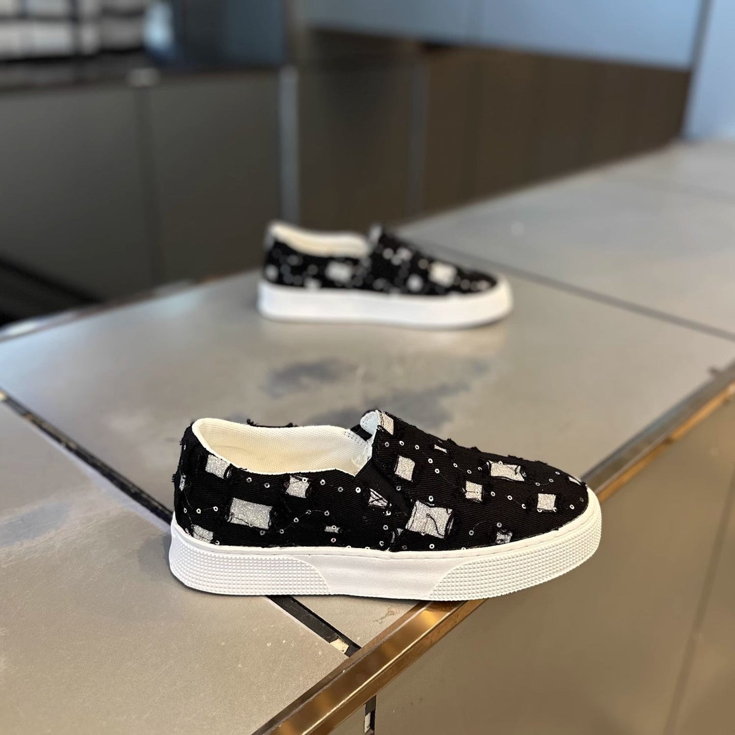 Damen Sneaker Komfortabel Glitzernde Schuhe Sportlich