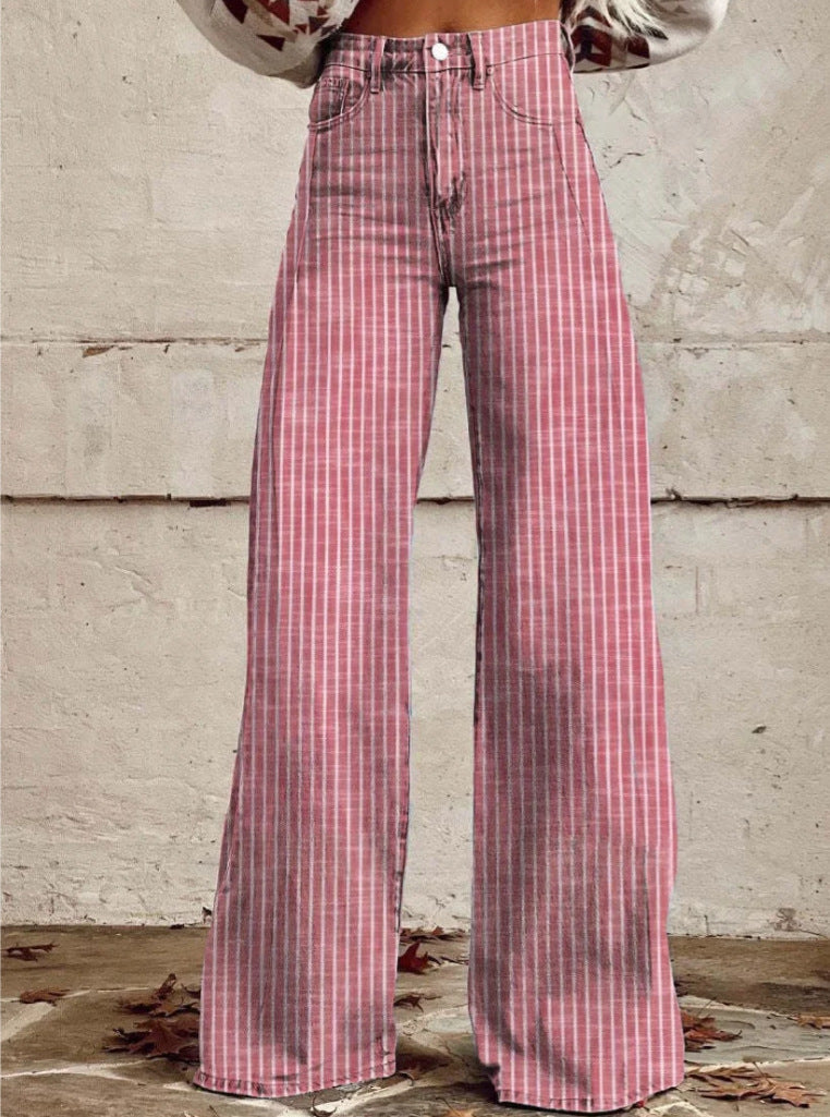 Damen Karohose Hochtaillierte Bequem Lässig