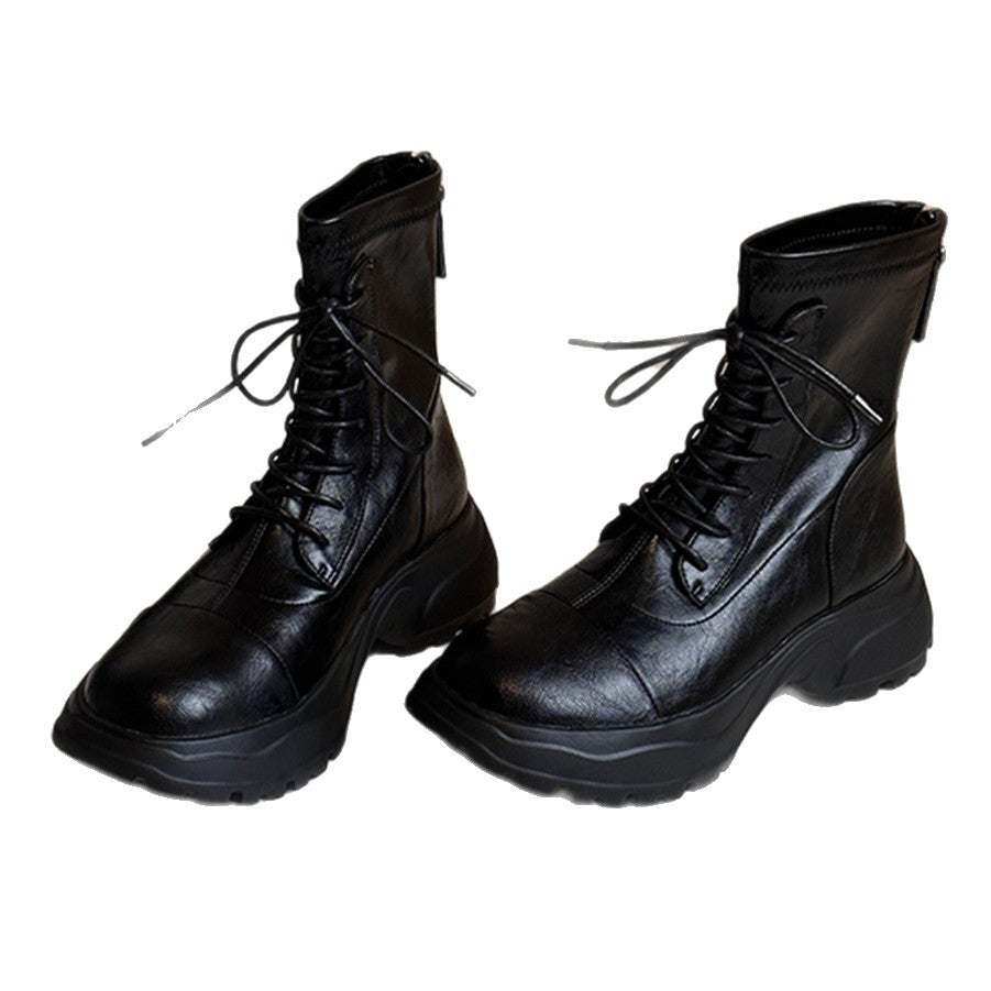 Damen Schnürstiefel Rutschfest Winterstiefel Schwarz
