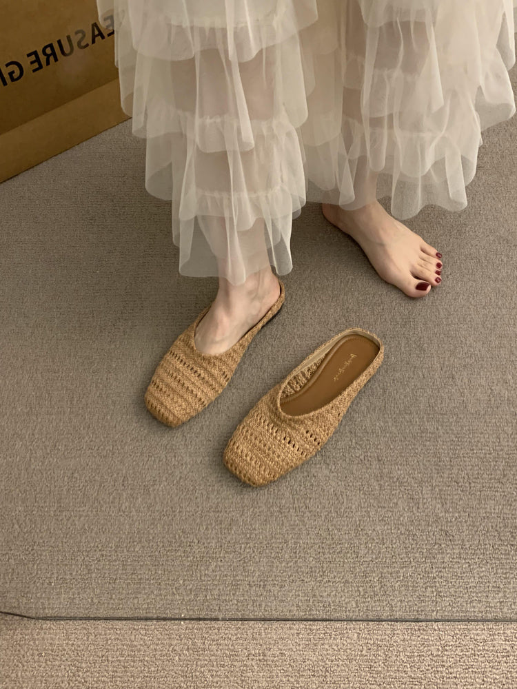 Damen Sommer Slipper Häkel Sandalen Bequem Luftig