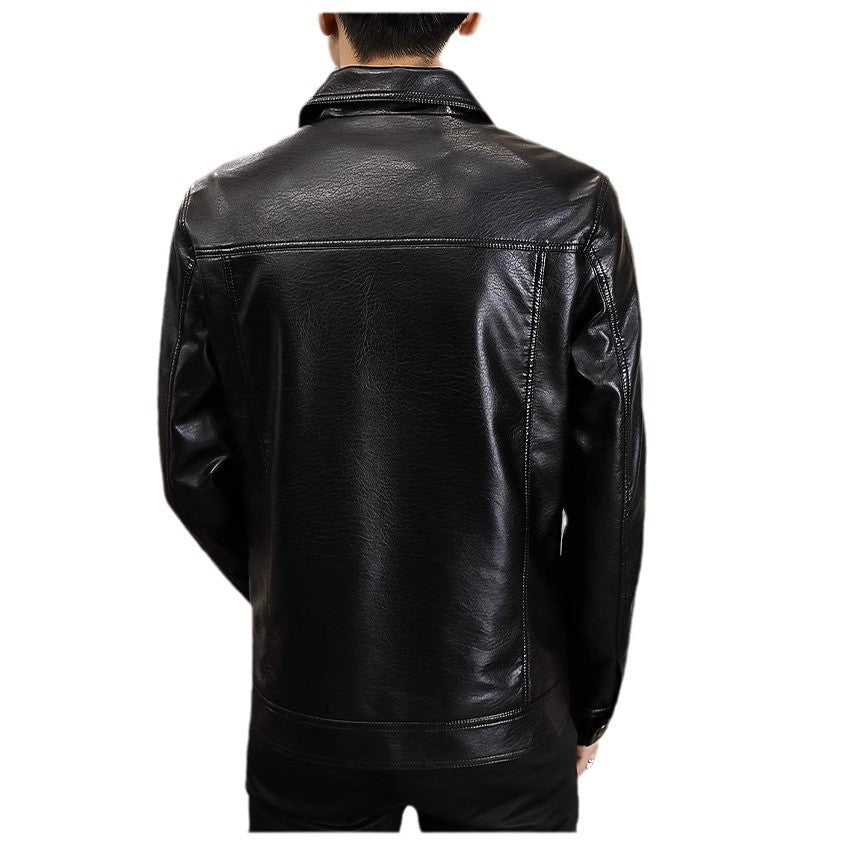 Herren Ledermantel schwarz Kunstleder Jacke Elegant Modern