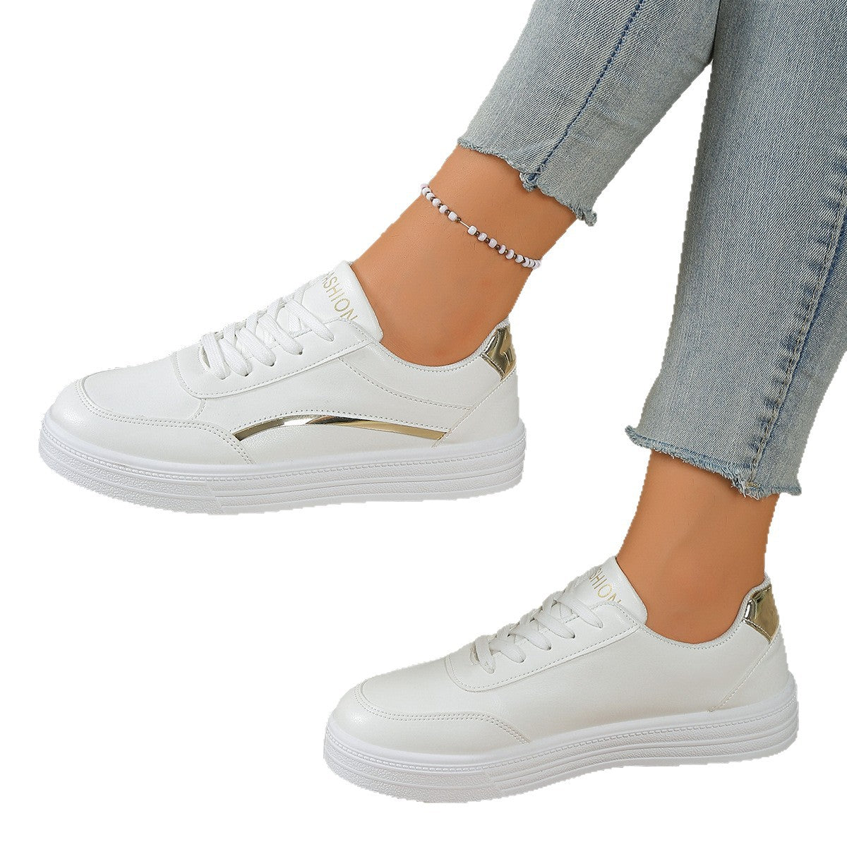 Damen Sneaker Komfortabel Glänzend Modisch