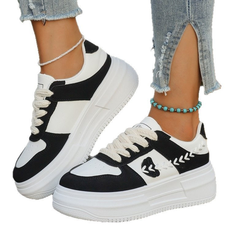 Damen Plateau Sneaker Hoch mit Applikationen und Weicher Sohle