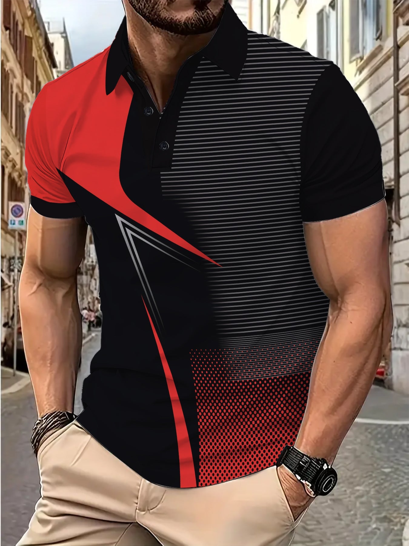 Herren Poloshirt Sportlich Grafik Berlin Style