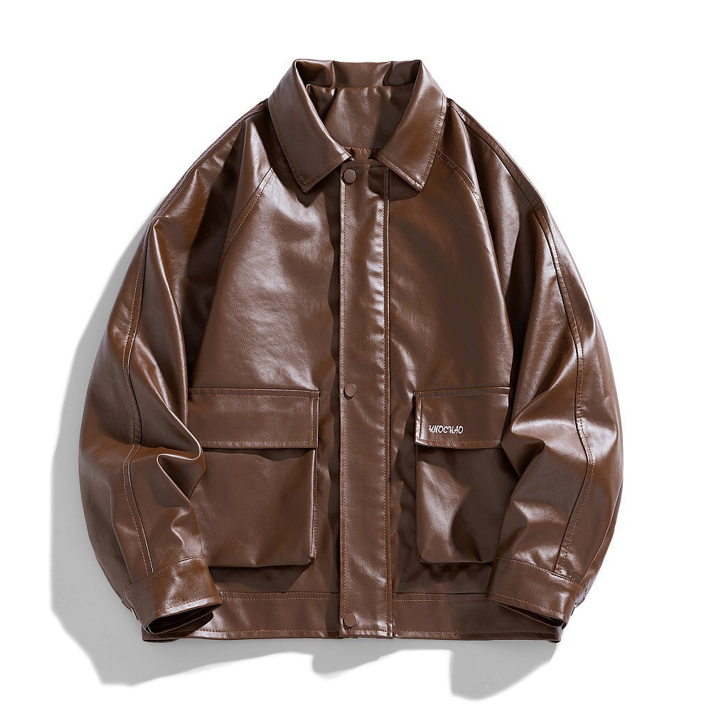 Herren Lederjacke Modern Schnitt mit Patenttaschen