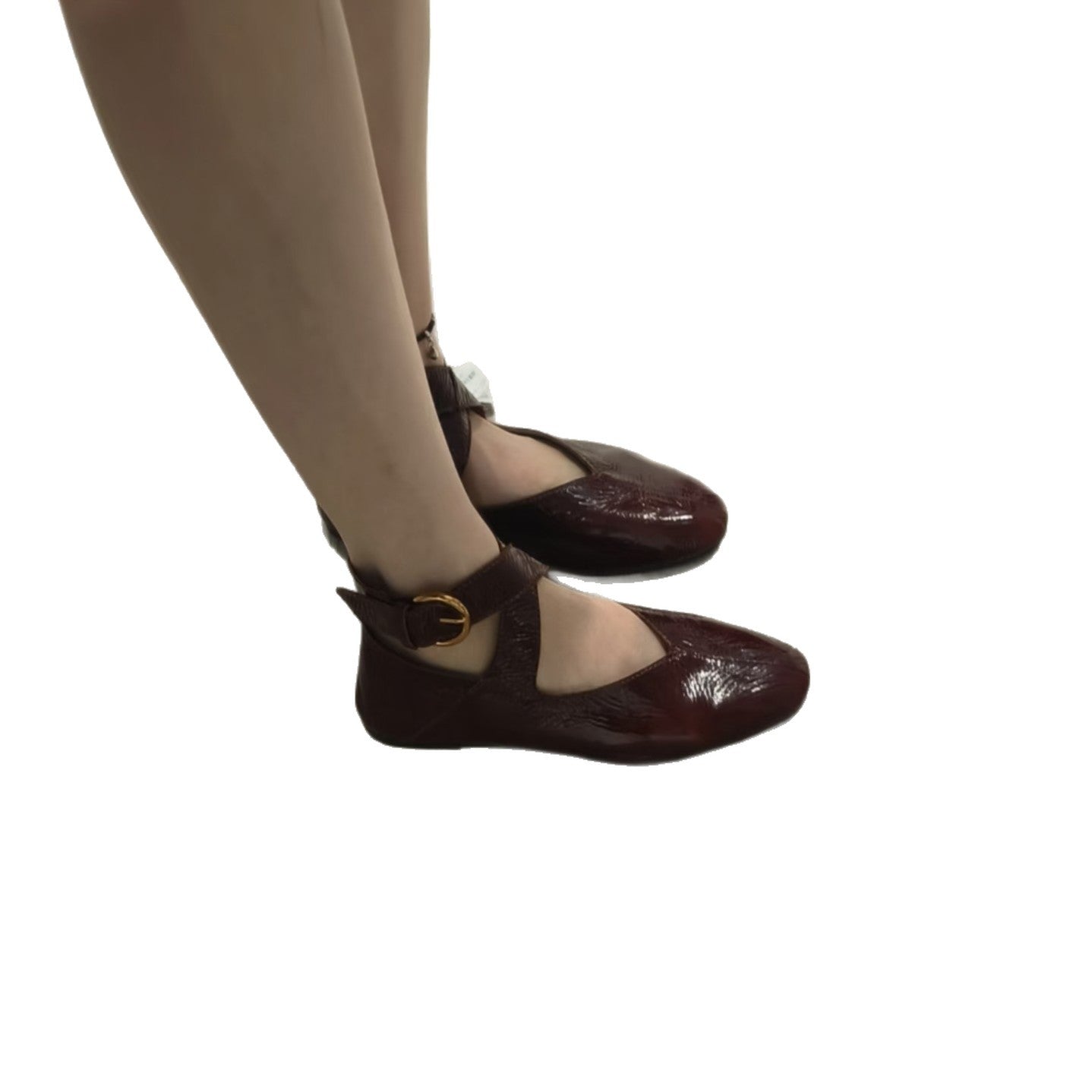 Damen Ballerinas Glänzend Lack Schlaufen Riemen Modisch