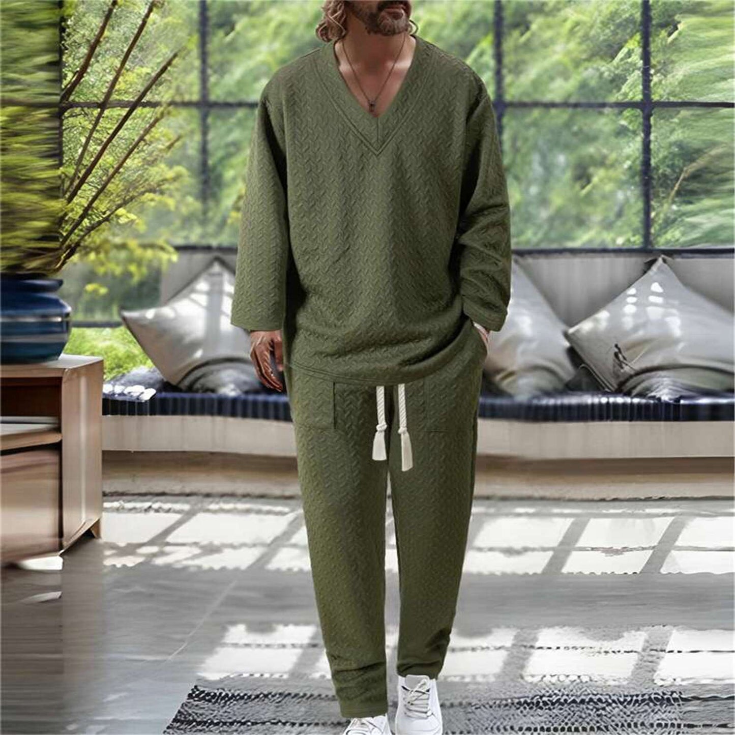 Herren Freizeitanzug V-Ausschnitt Modern Casual
