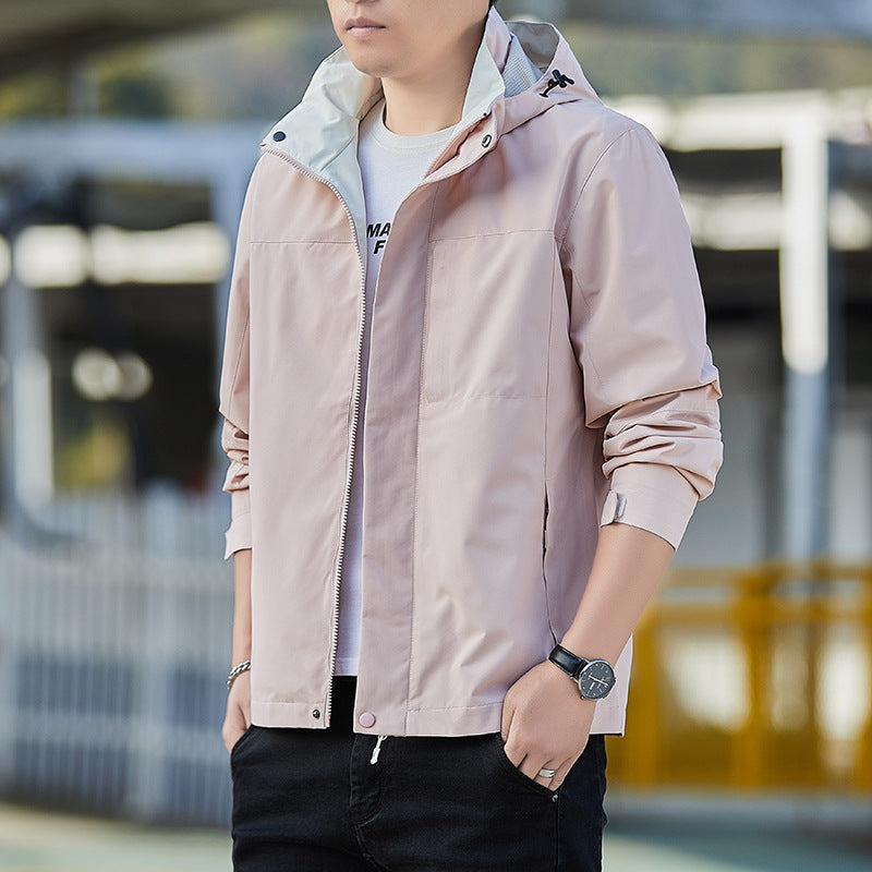 Herren Windjacke Leicht Verstellbar mit Taschen