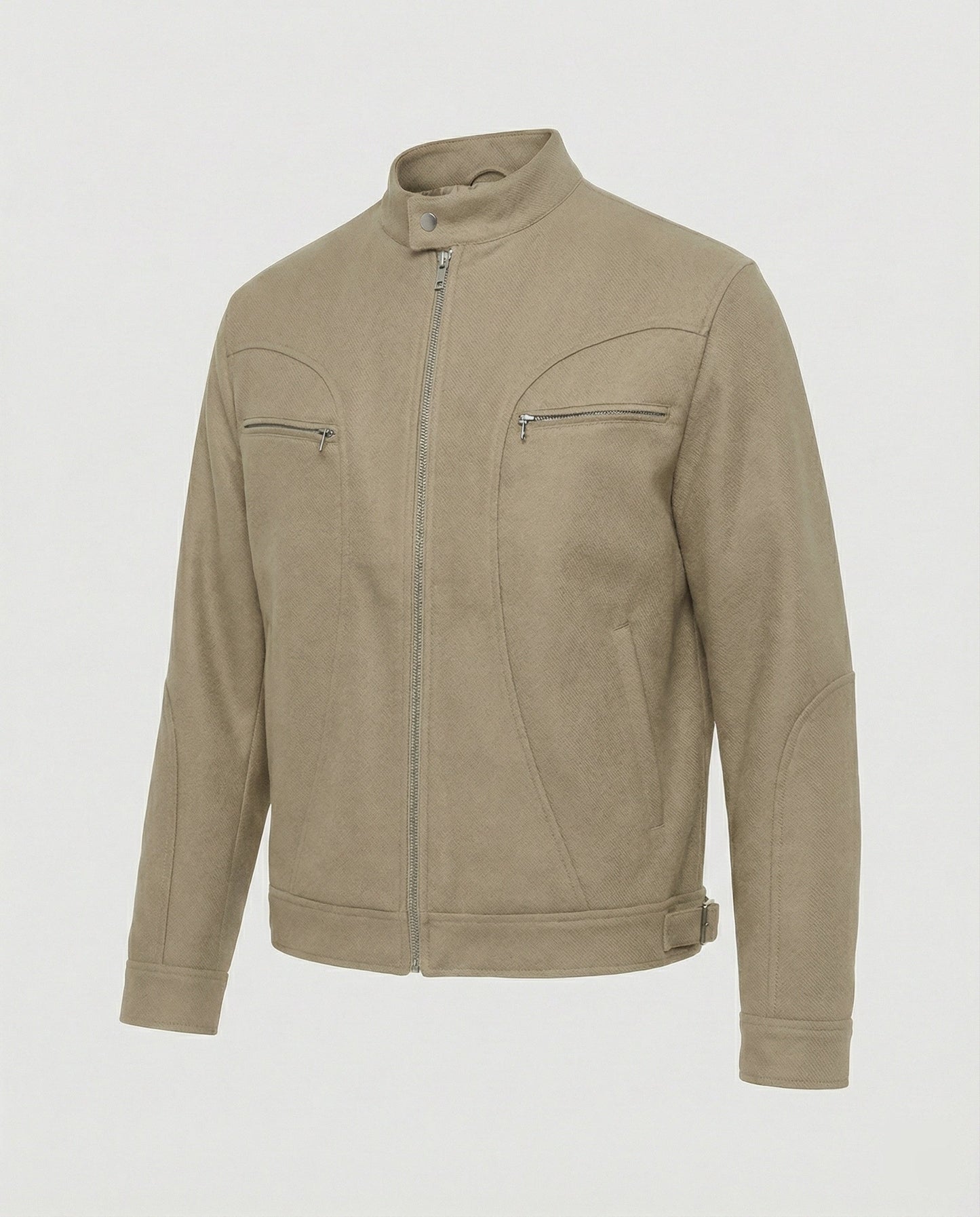 Herren Blousonjacke Lederoptik Kurz Stehkragen Reißverschluss