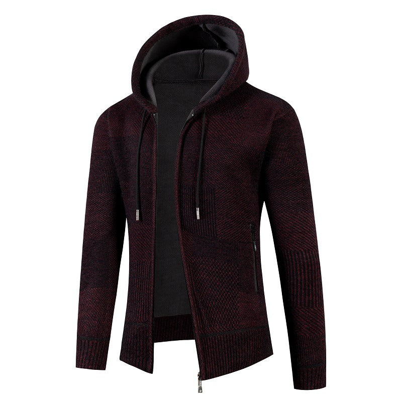 Herren Strickjacke Kapuze Weich Futter Modern