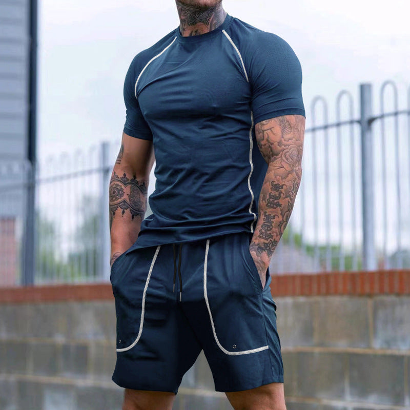 Herren Kurzarm Anzug Sportlich Modern mit Taschen
