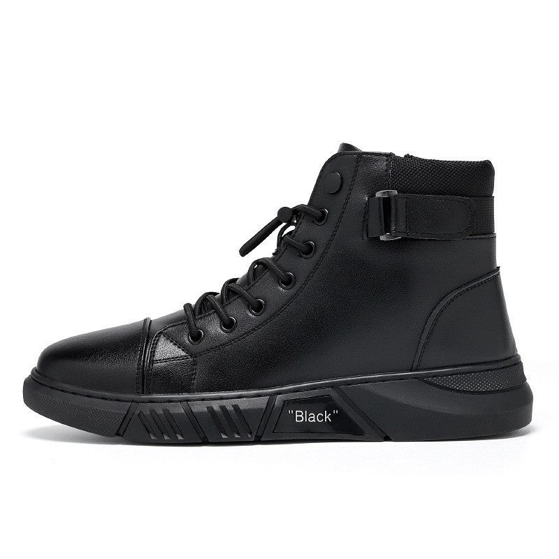 Damen Boots Schnürboots mit Reißverschluss Robust Schwarz