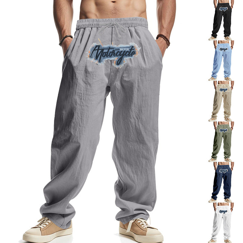 Herren Freizeithose Elastisch Mit Logo Aufdruck Casual