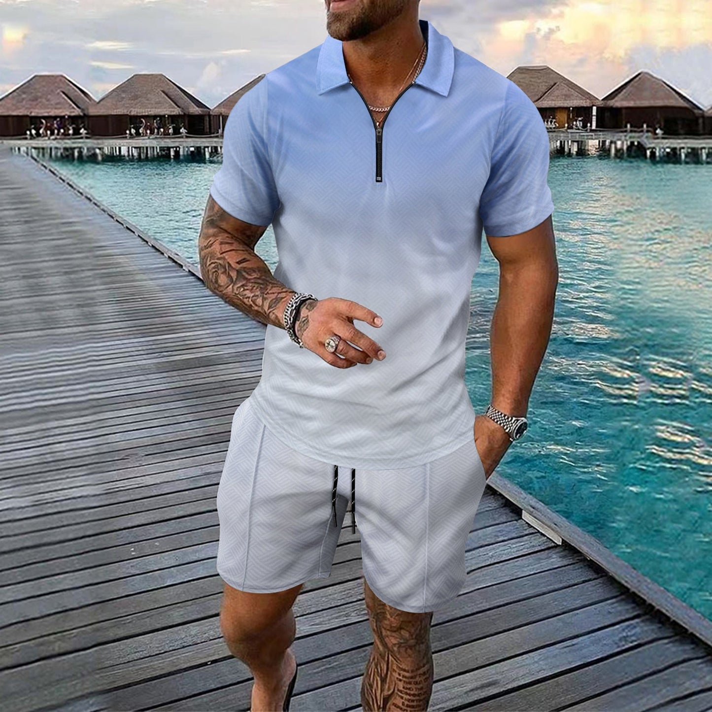 Herren Kurzarmhemd Tropisches Muster Sommer Modern