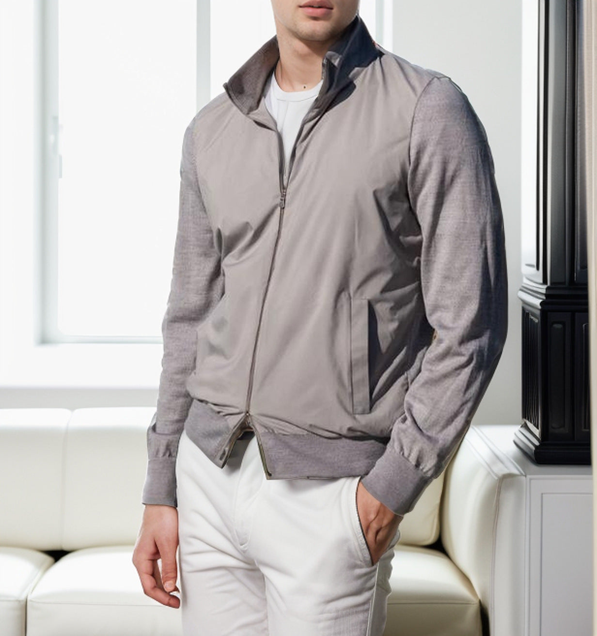 Herren Übergangsjacke Sportlich Komfortabel Stehkragen