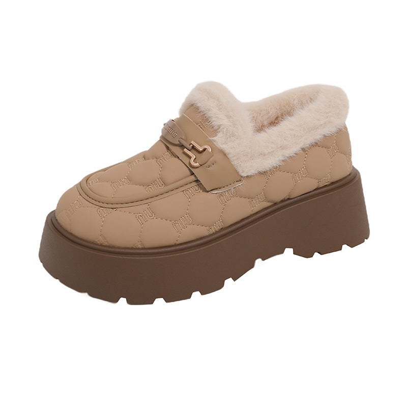 Damen Slipper Warm mit Futter und Plateauabsatz