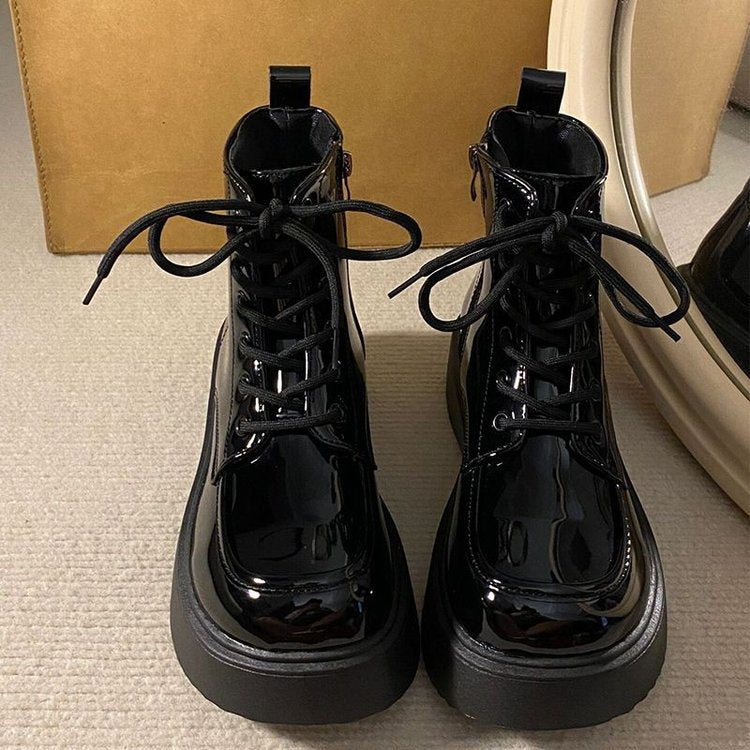 Damen Stiefel High-Top Plattform Schnürstiefel Mode