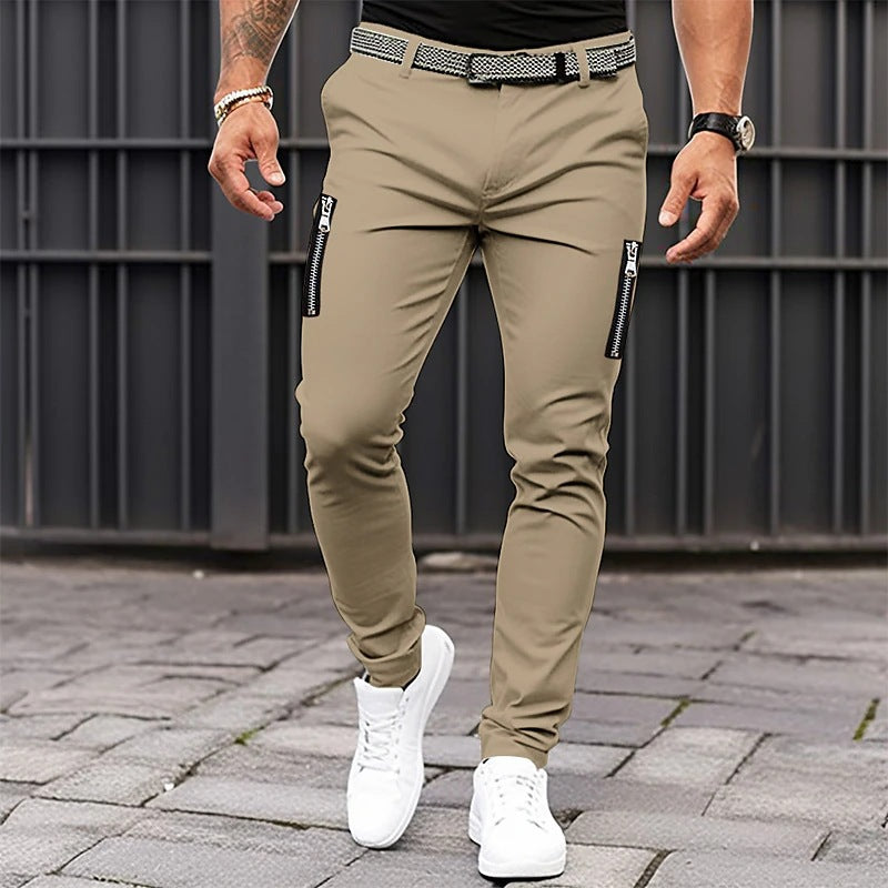 Herren Slimfit Jeanshose mit Reißverschluss Taschen Modern