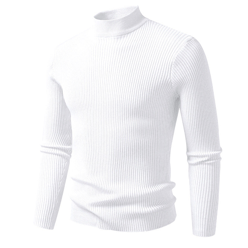 Herren Rollkragenpullover Strick Material Modern Schwarz
