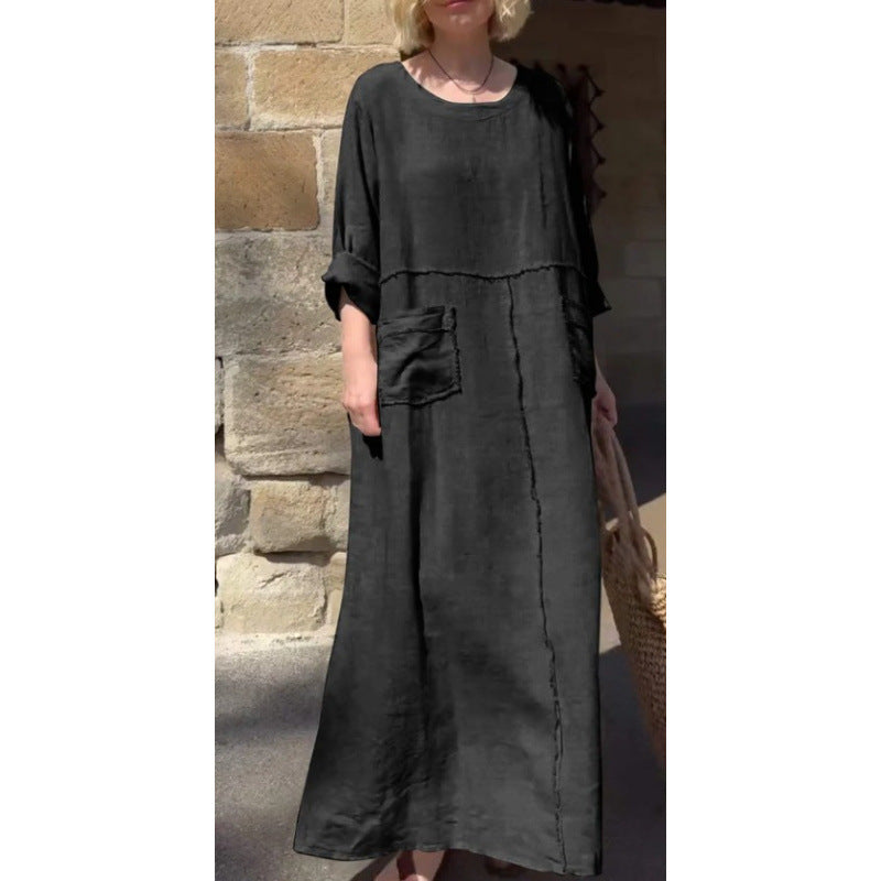 Langes, lässiges Plisseekleid mit langen Ärmeln von BerlinGlamour