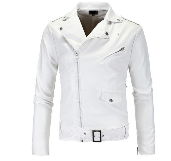 Lederjacke Herren Bikerstyle Asymmetrisch Schwarz
