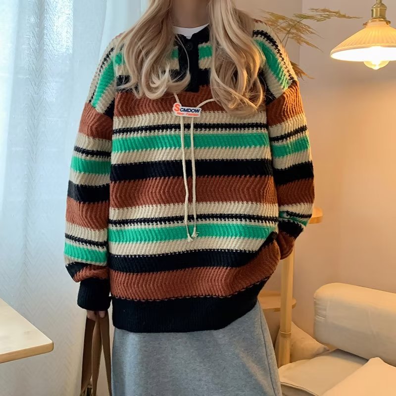 Herren Strickjacke Lässig Mit Kragen Und Kontraststreifen