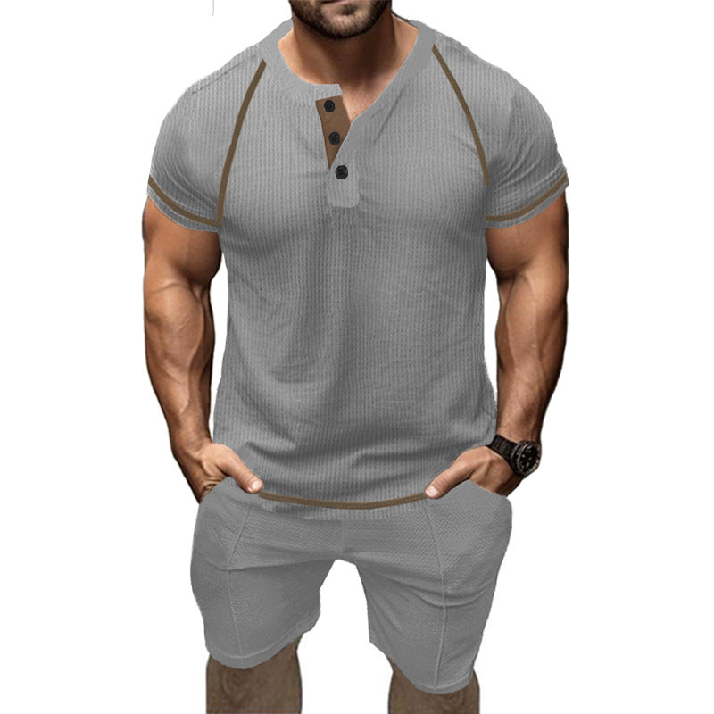 Herren Kurzarm-Set Atmungsaktiv Praktisch mit Taschen Sportlich
